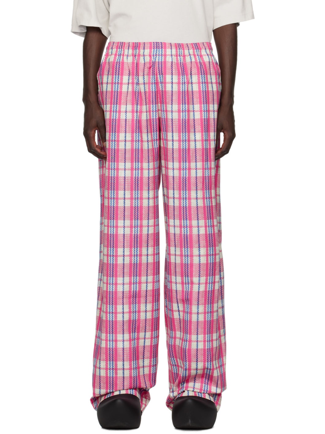 Pink Check Sweatpants - 1