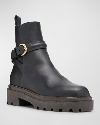 ULLA JOHNSON Lennon Leather Buckle Lug-Sole Boots outlook