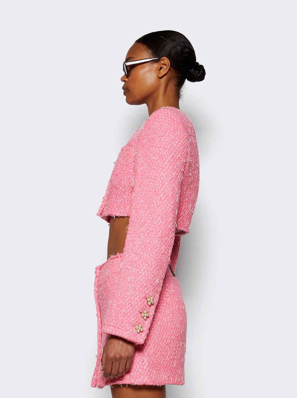 Deconstructed Tweed Jacket Hot Pink - 4