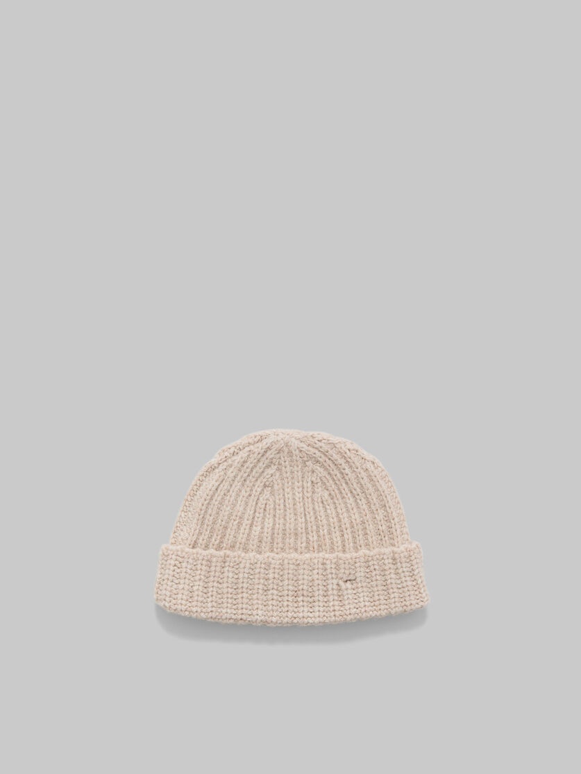 CREAM SHETLAND WOOL BEANIE WITH MARNI MENDING - 3
