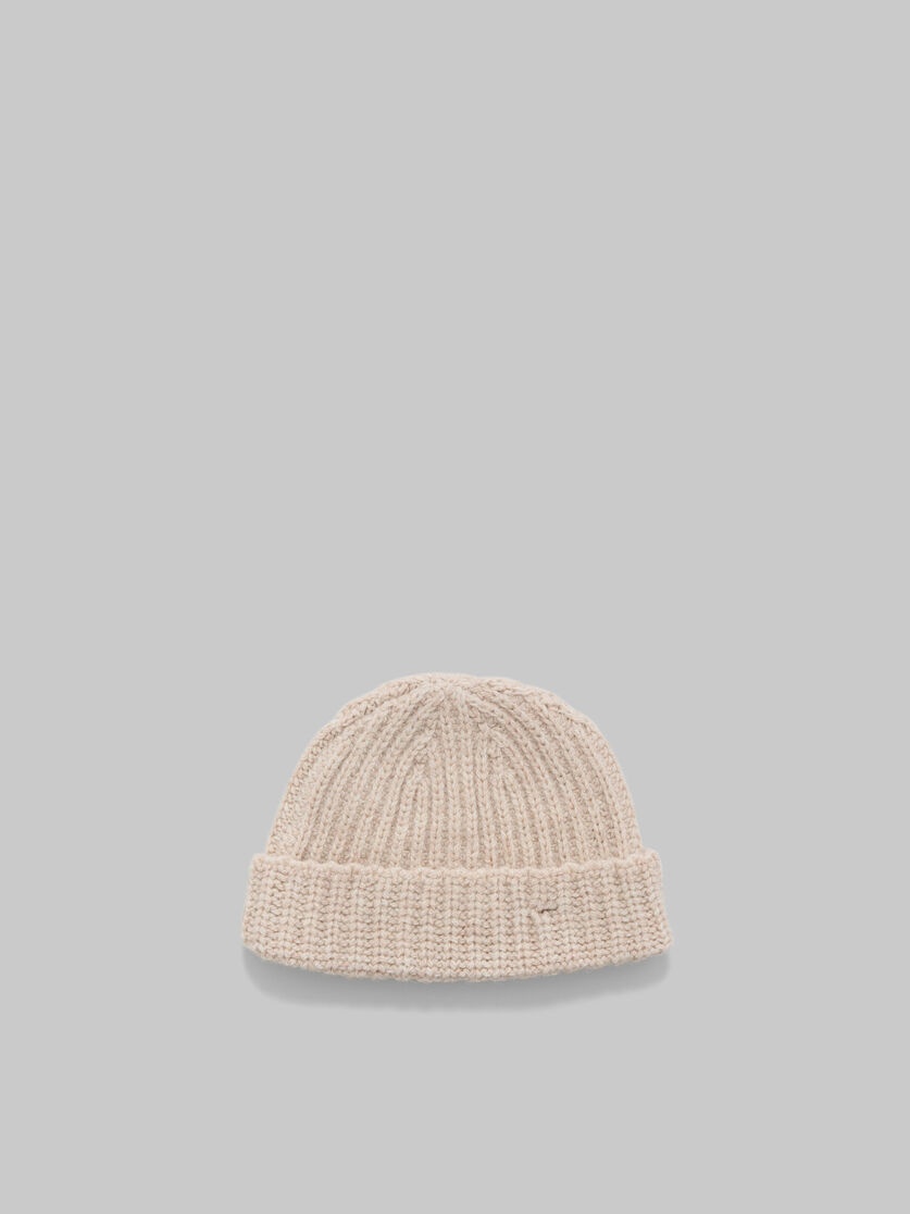 CREAM SHETLAND WOOL BEANIE WITH MARNI MENDING - 3