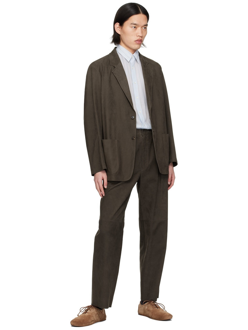 AURALEE Brown Pleated Leather Pants outlook