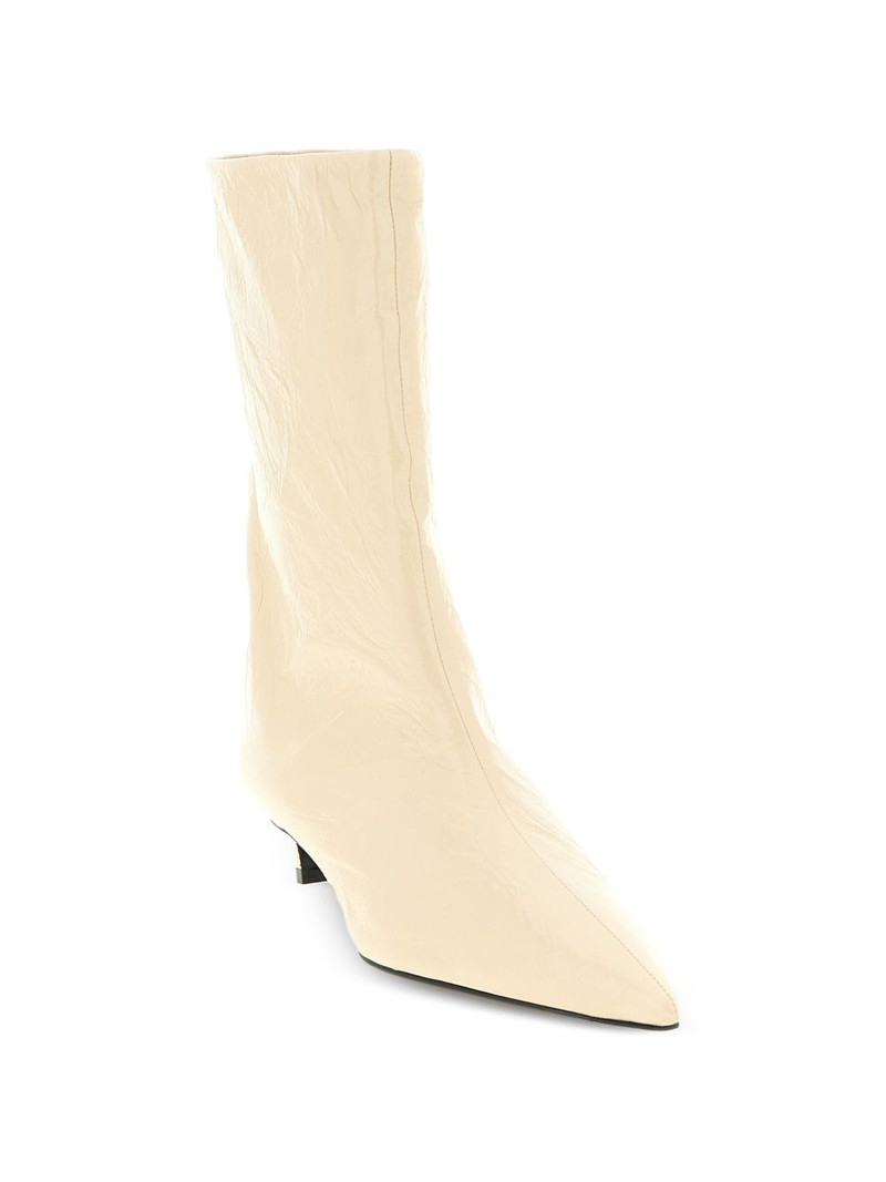 Jil Sander craquelé pointed leather ankle boots outlook