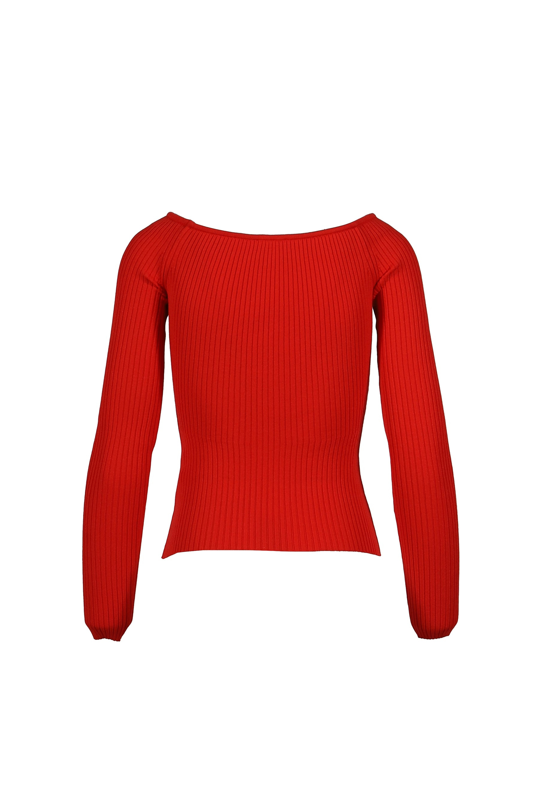 OFF SHOULDER RIB KNIT TOP / POPPY - 2