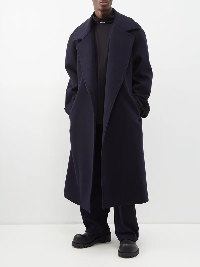 BALENCIAGA Raglan-sleeve belted cashmere coat | matchesfashion