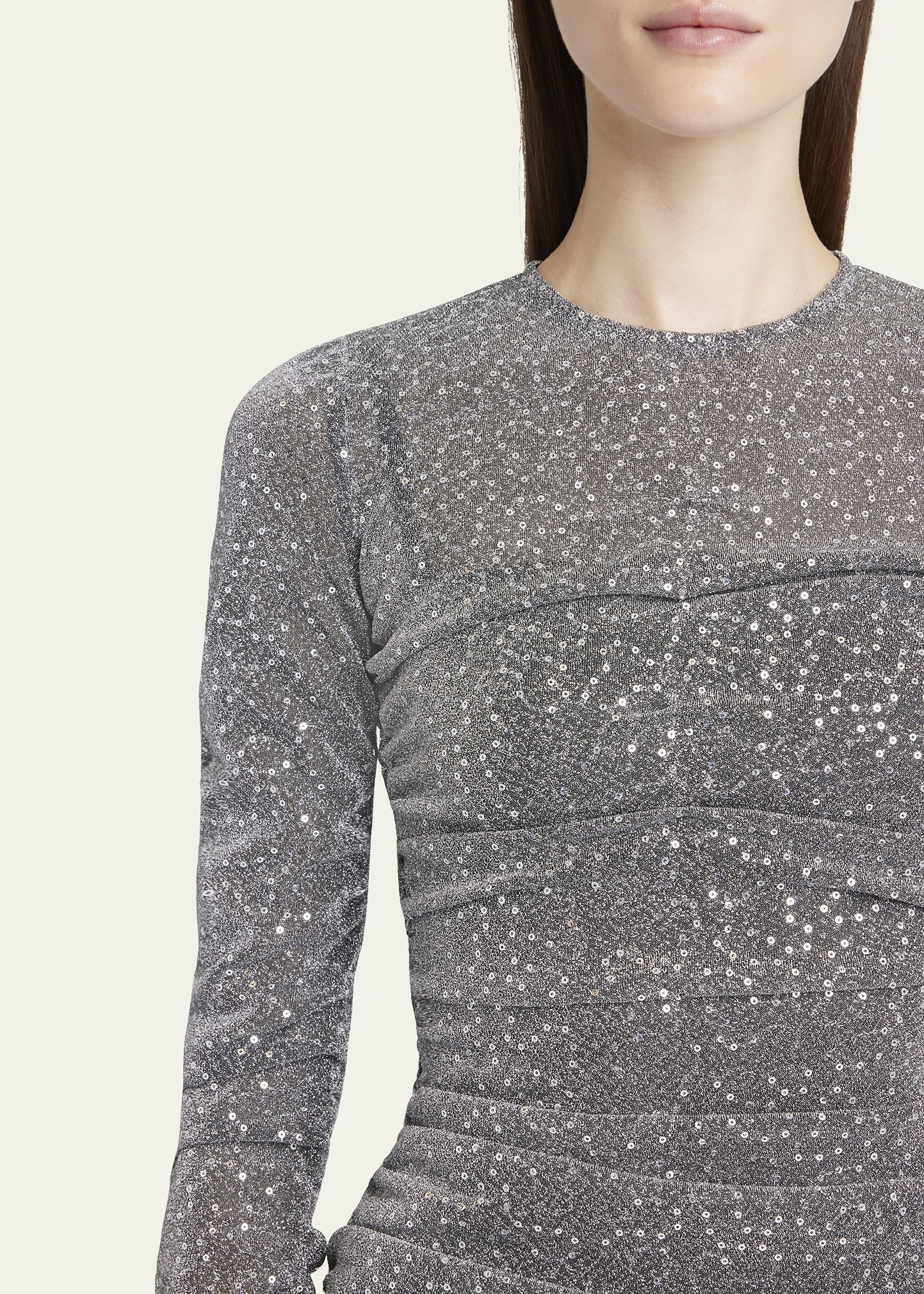 Sequined Body-Con Ruched Dress - 5