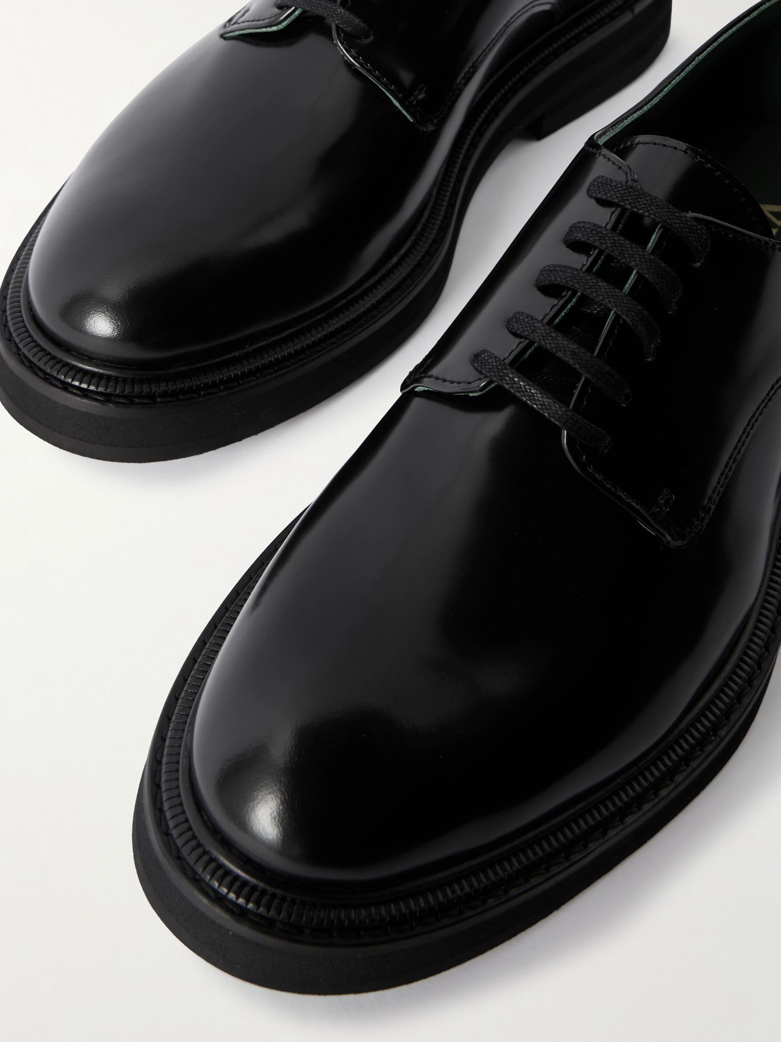 Officer Polished-Leather Derby Shoes Black - 5