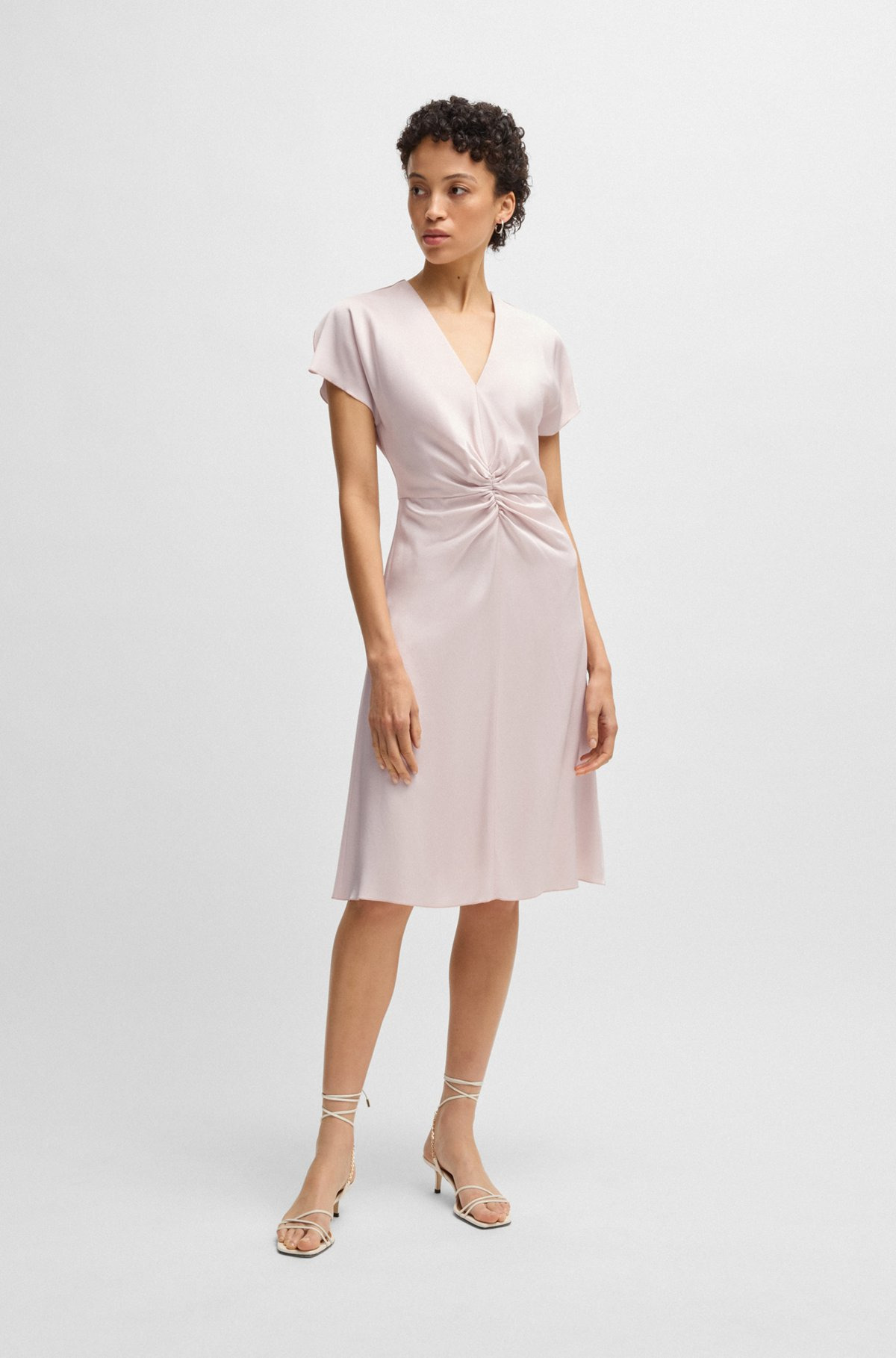 V-NECK DRESS WITH GATHERED WAISTBAND - 2