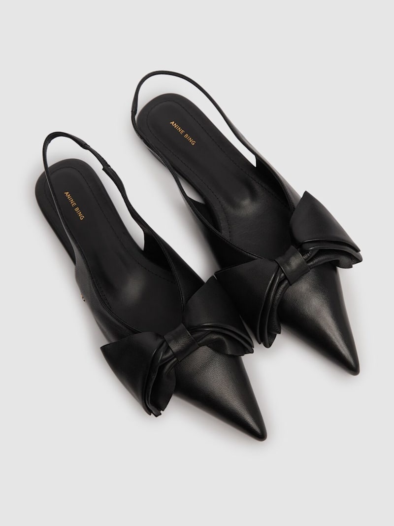 ANINE BING 10mm Nina leather slingback flats luisaviaroma