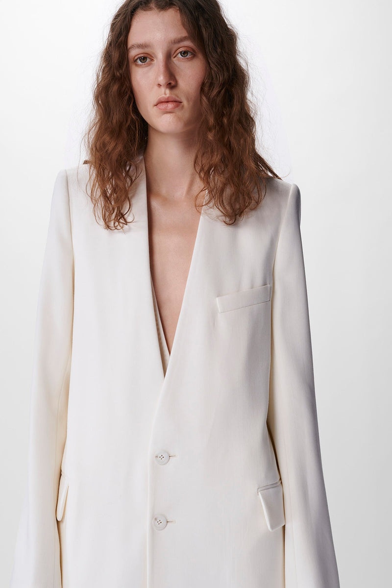 Aisha Long Standard Collarless Coat - 5