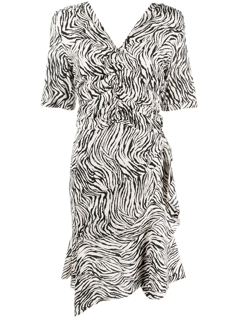 zebra-print ruched dress - 1