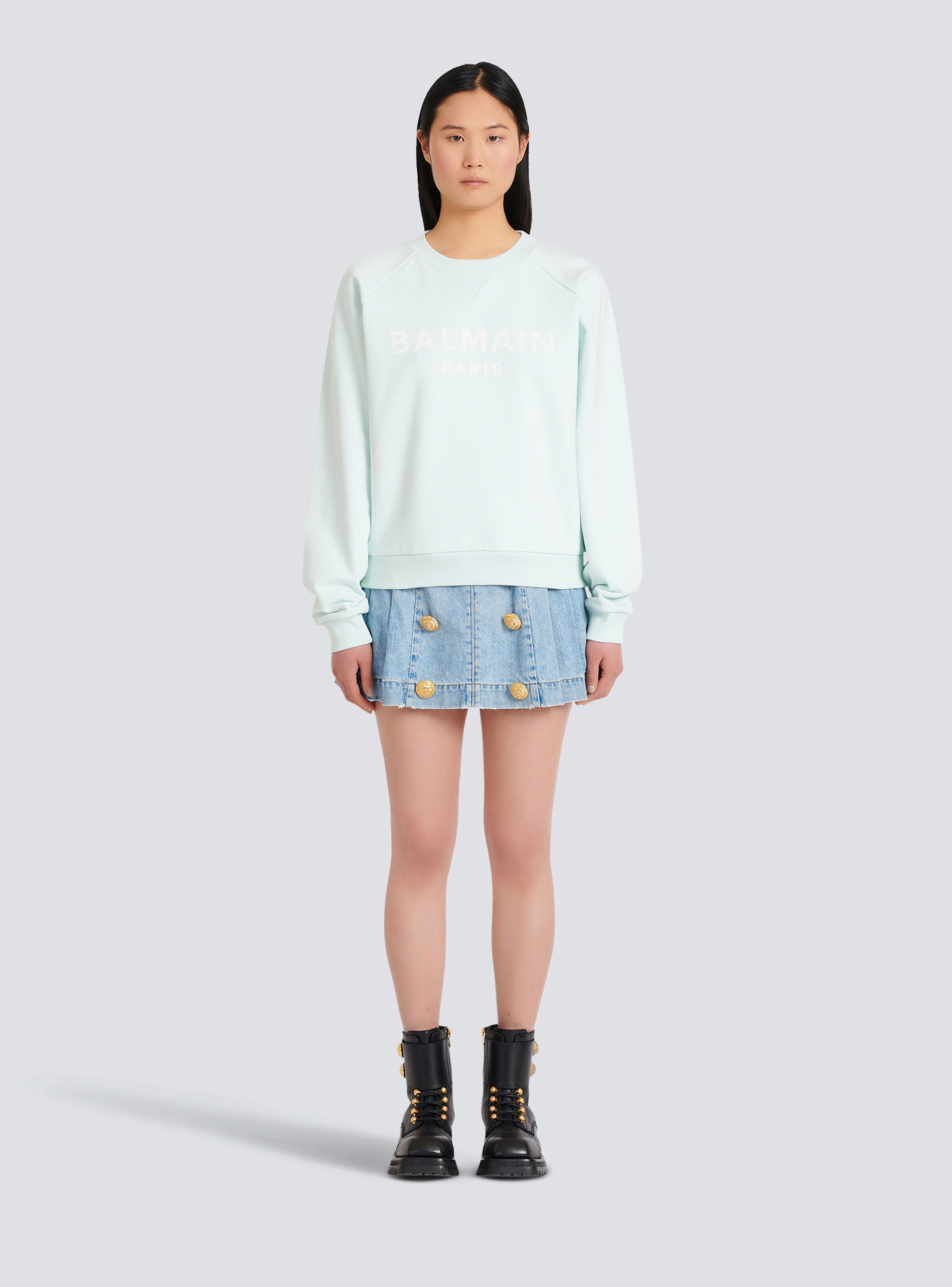 Eco-designed cotton sweatshirt with Balmain logo print - 4