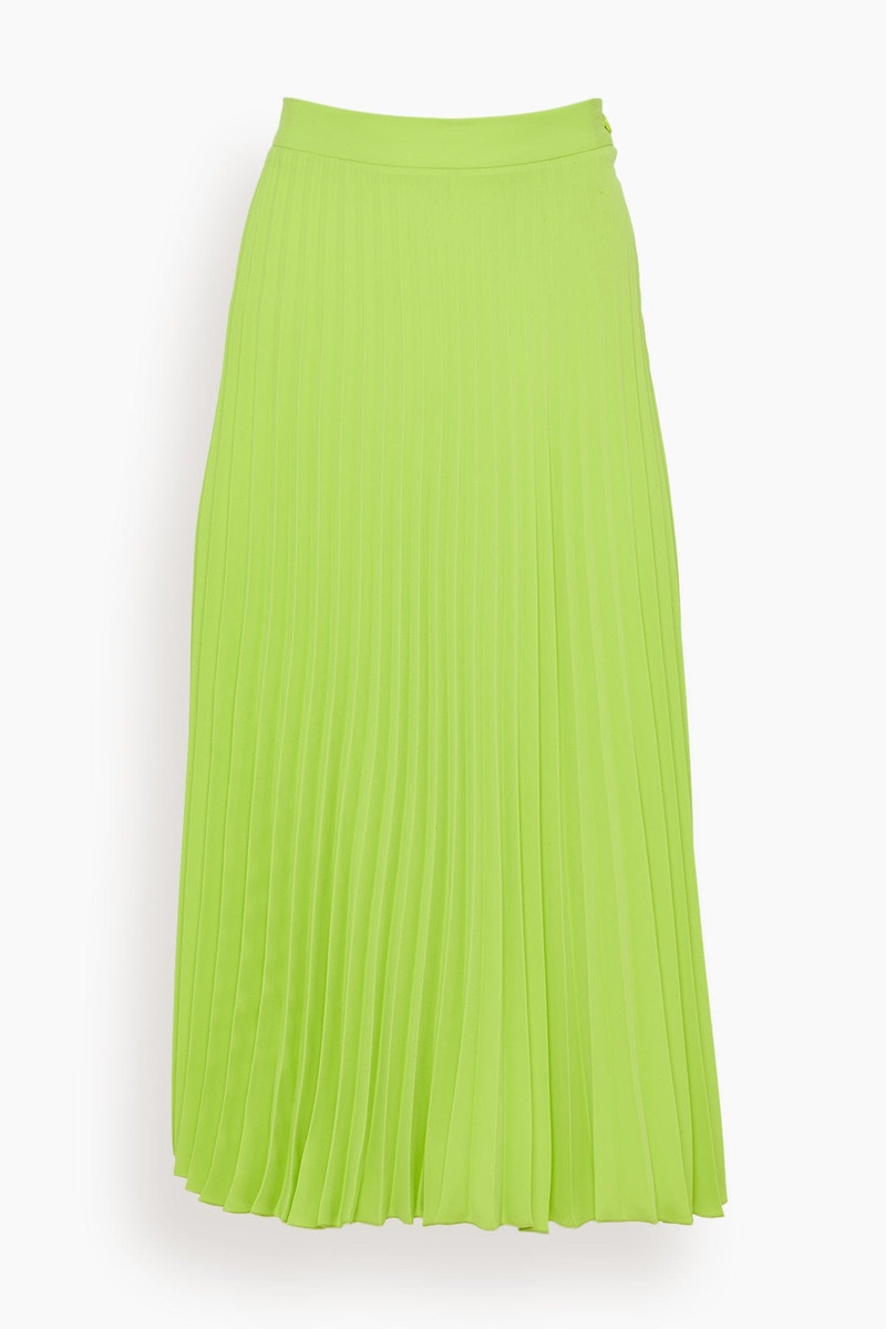 Pleated Midi Skirt in Neon Green 1