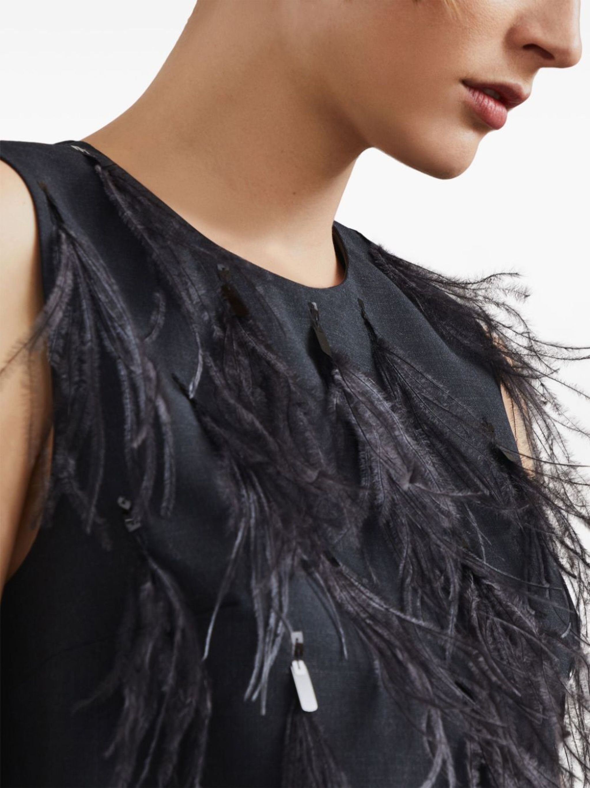 feather-detailing sleeveless top - 5