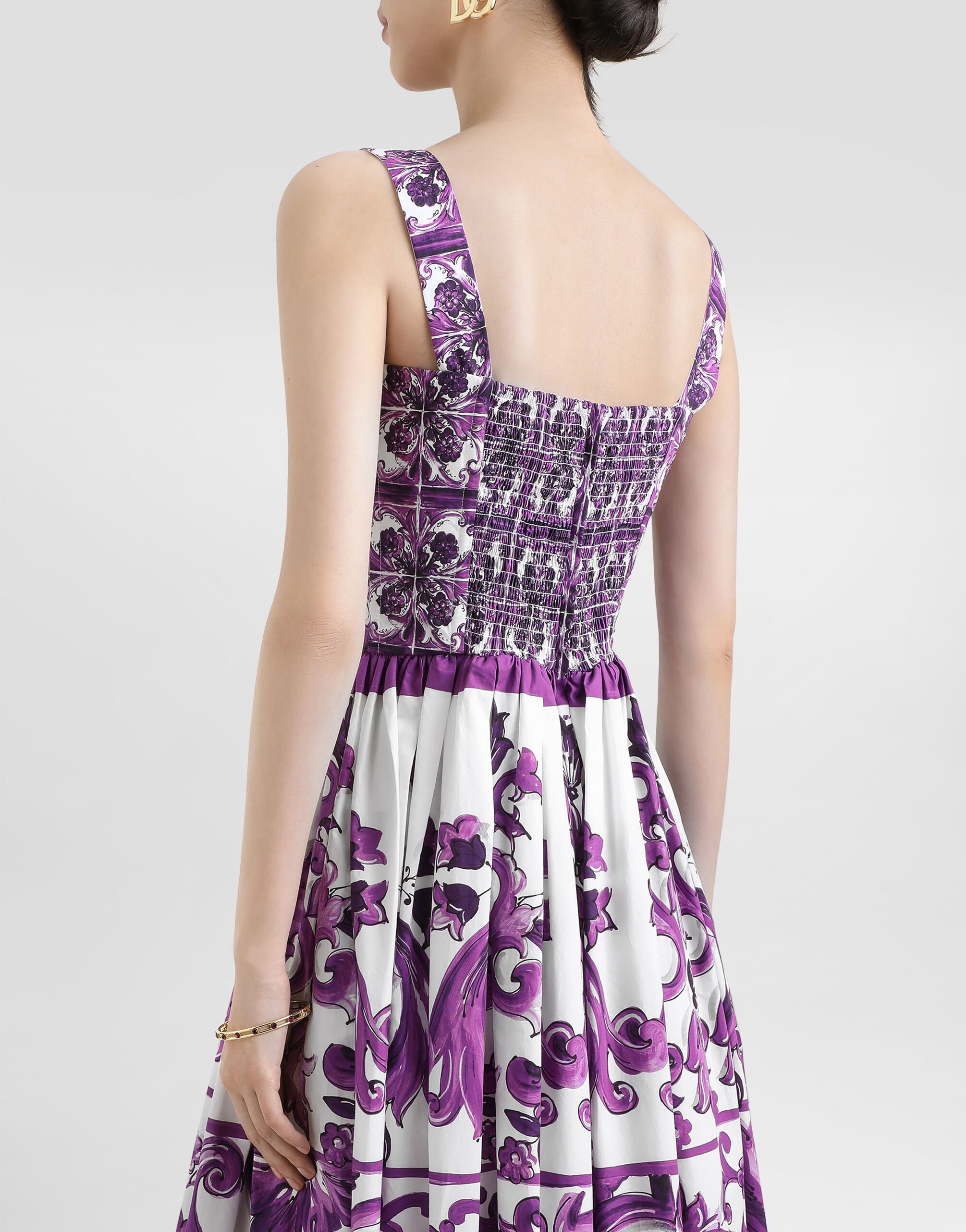 Majolica-print poplin dress - 5