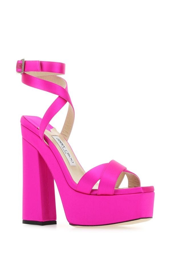 Fuchsia satin Gaia sandals - 2