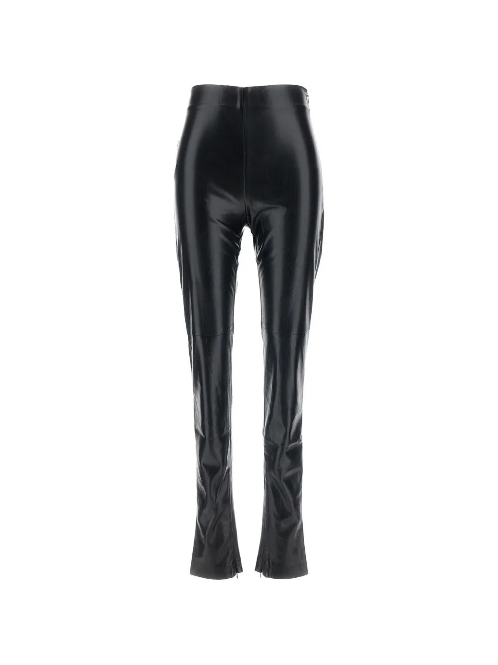 faux-leather zipped-hem trousers - 1