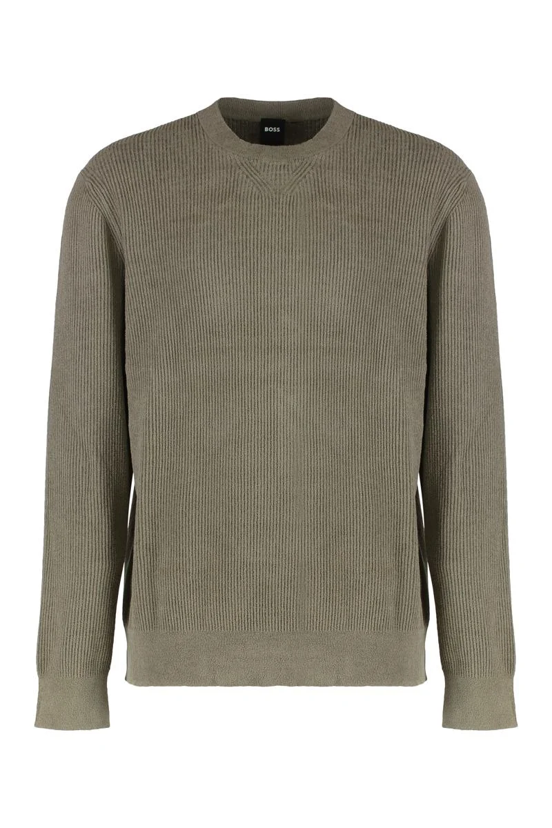 Boss Sweater With Velvet Ribbed Effect - 1