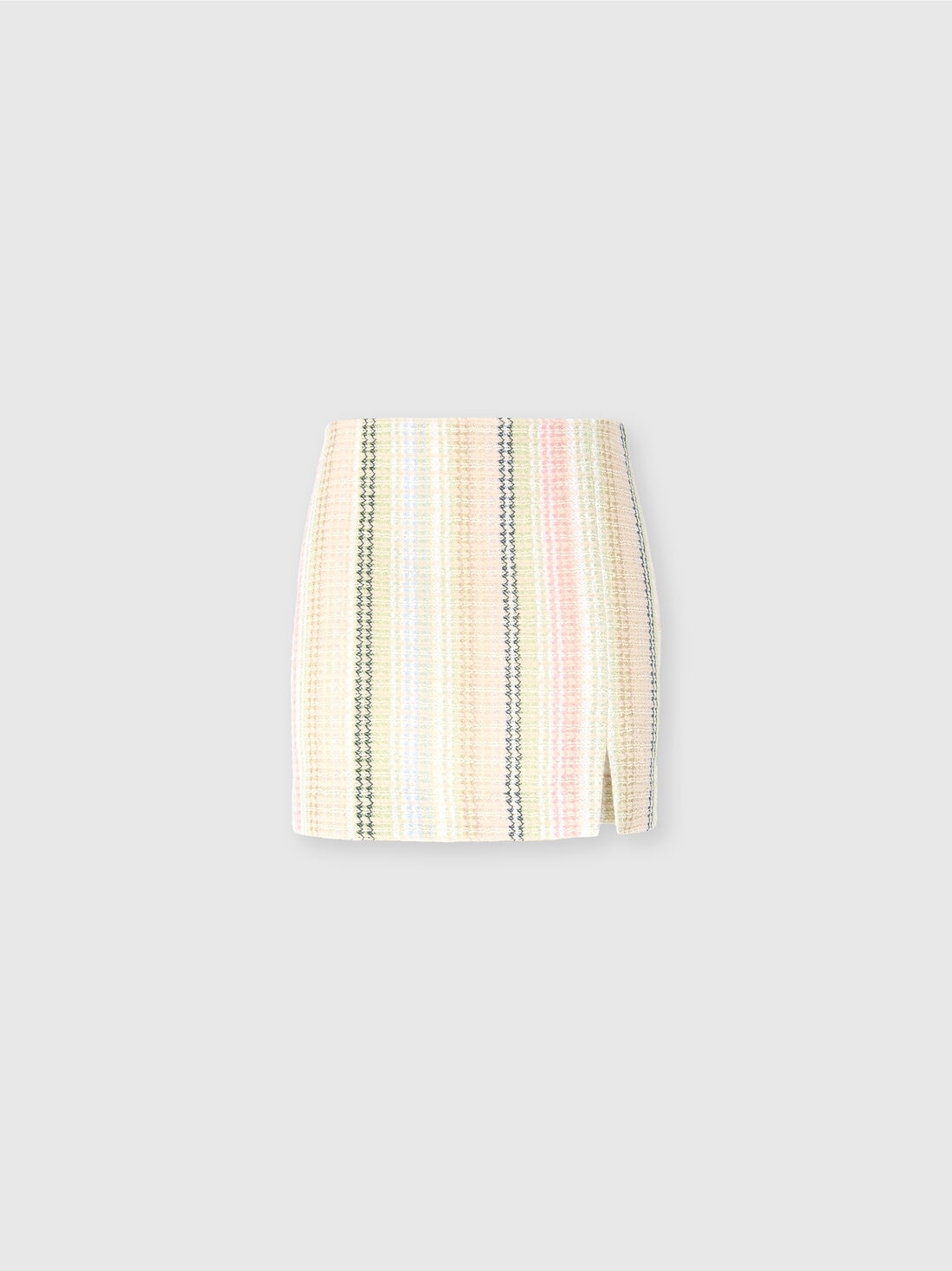 Caperdoni motif cotton blend mini skirt with slit - 1