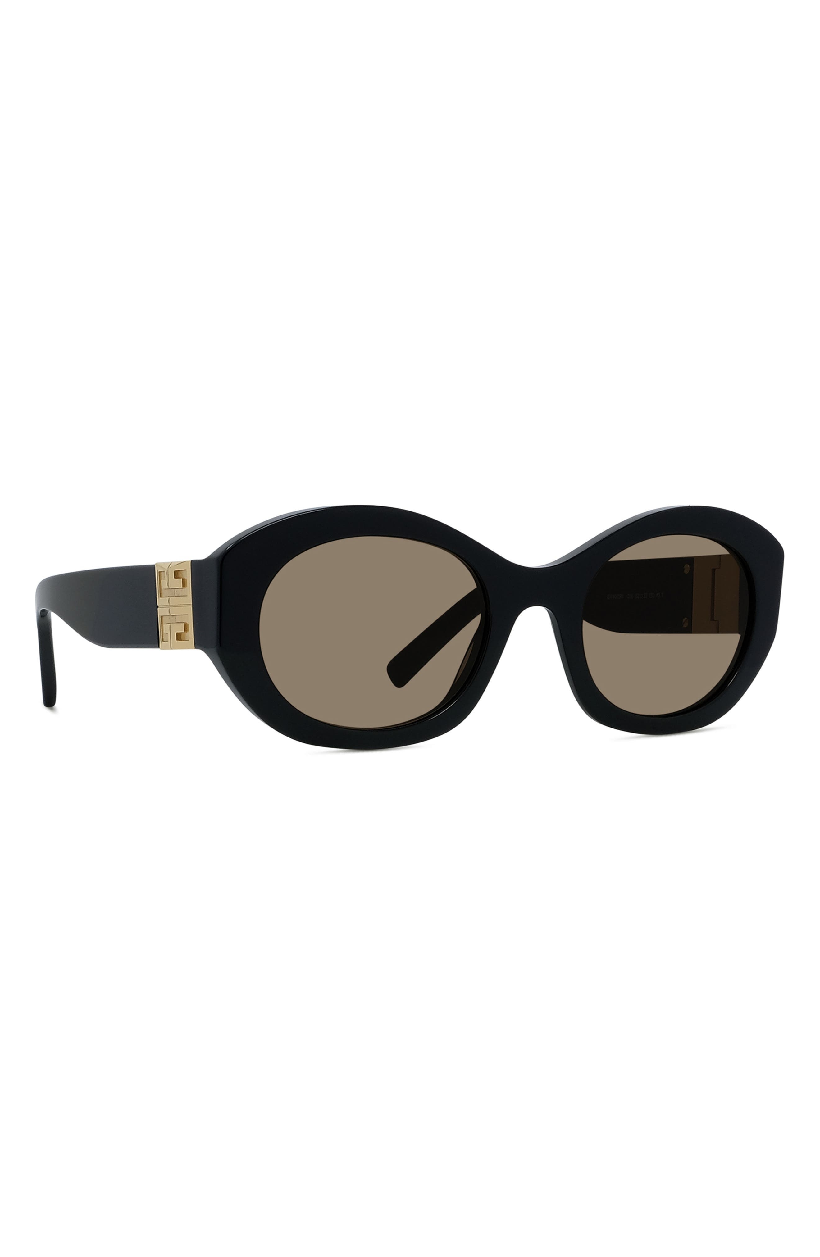 Givenchy 4G Oval Sunglasses in Shiny Black /Brown at Nordstrom - 3