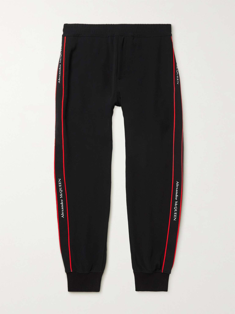 Slim-Fit Tapered Logo Webbing-Trimmed Crepe Track Pants 1