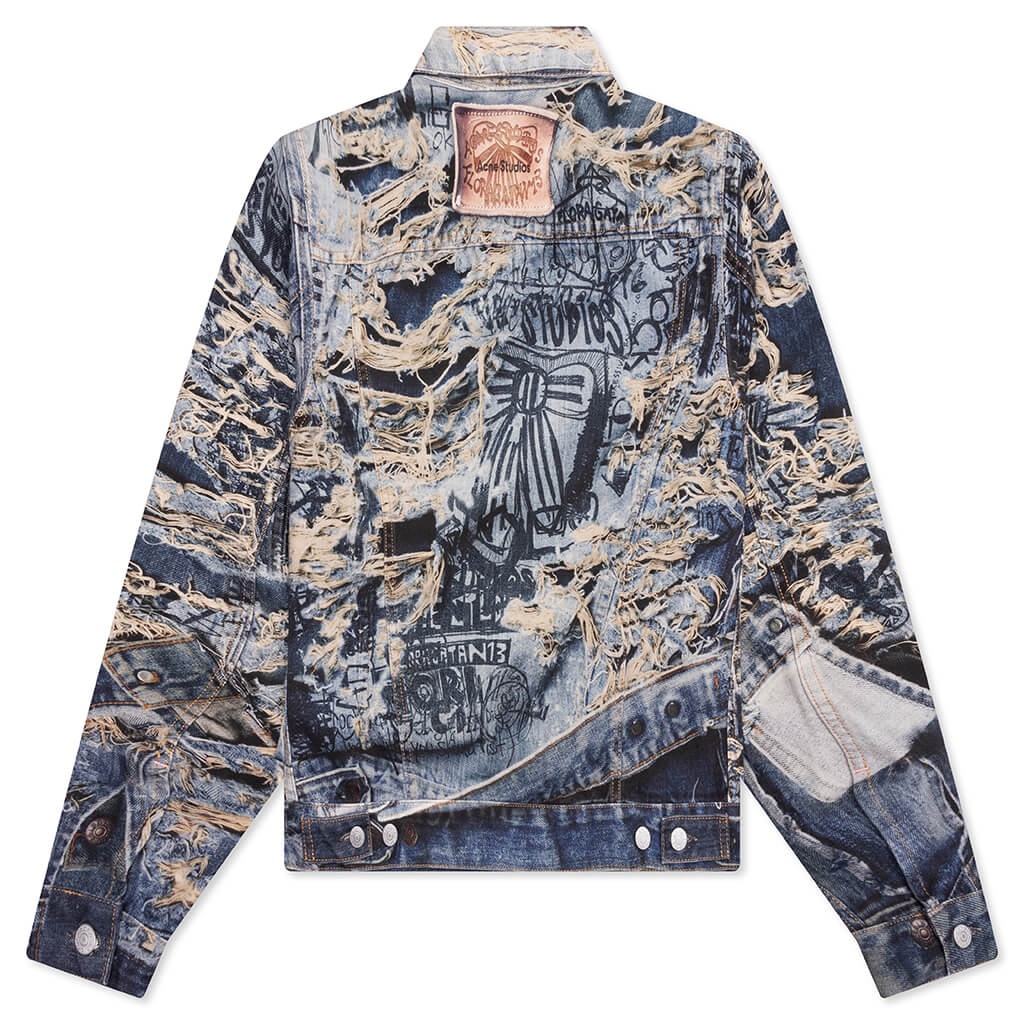 SCRIBBLE DENIM JACKET - MID BLUE - 2