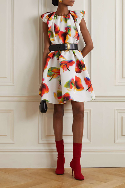 Alexander McQueen Gathered printed faille mini dress outlook