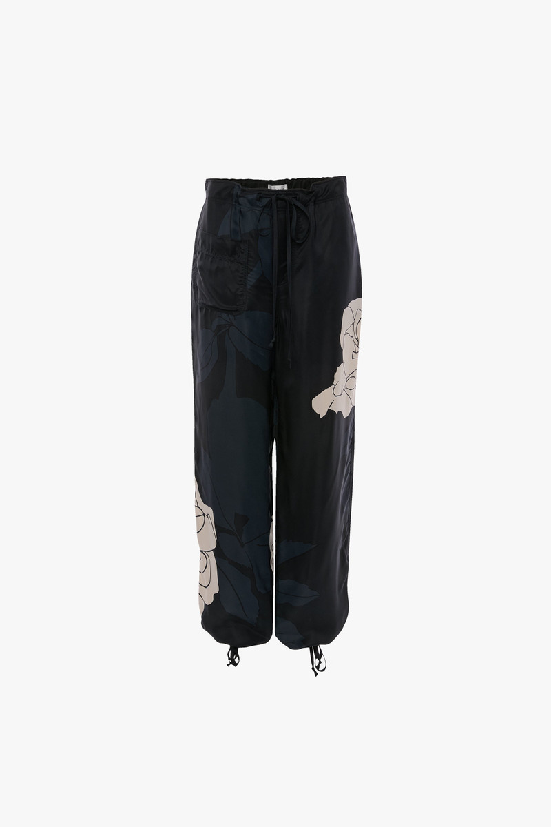 Cargo Trouser In Dark Navy Floral Print 1