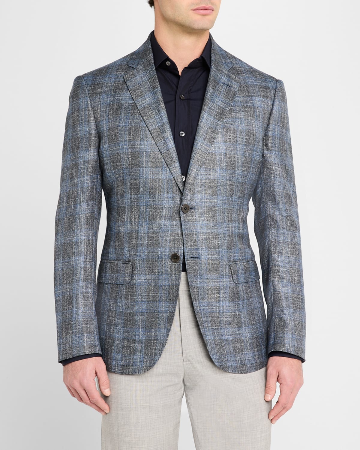 Men's Bamboo Textured Plaid Sport Coat - 4