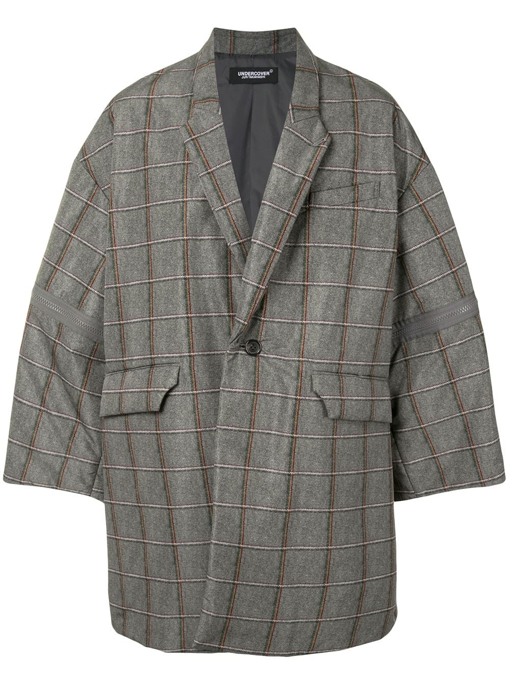 oversize check print coat - 1