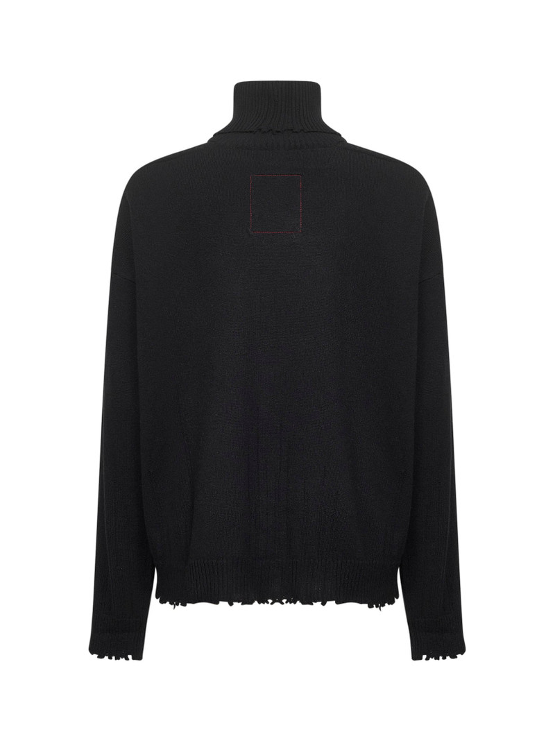 UMA WANG Black cashmere cut-out turtleneck sweater outlook