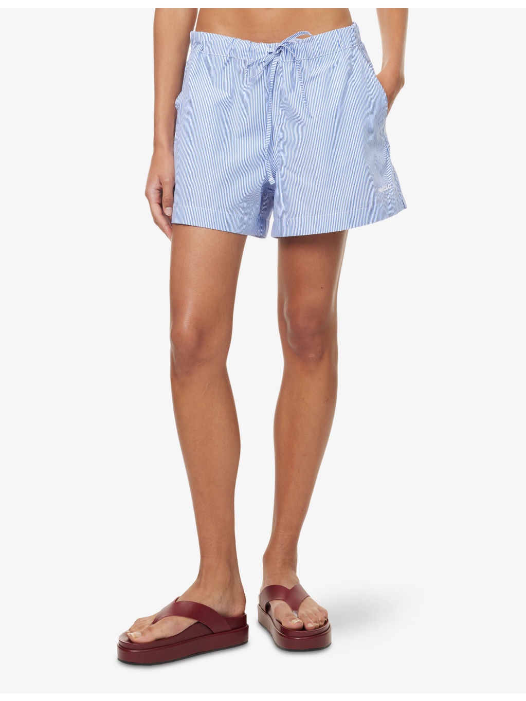 Embroidered Striped Cotton-Poplin Shorts - 3
