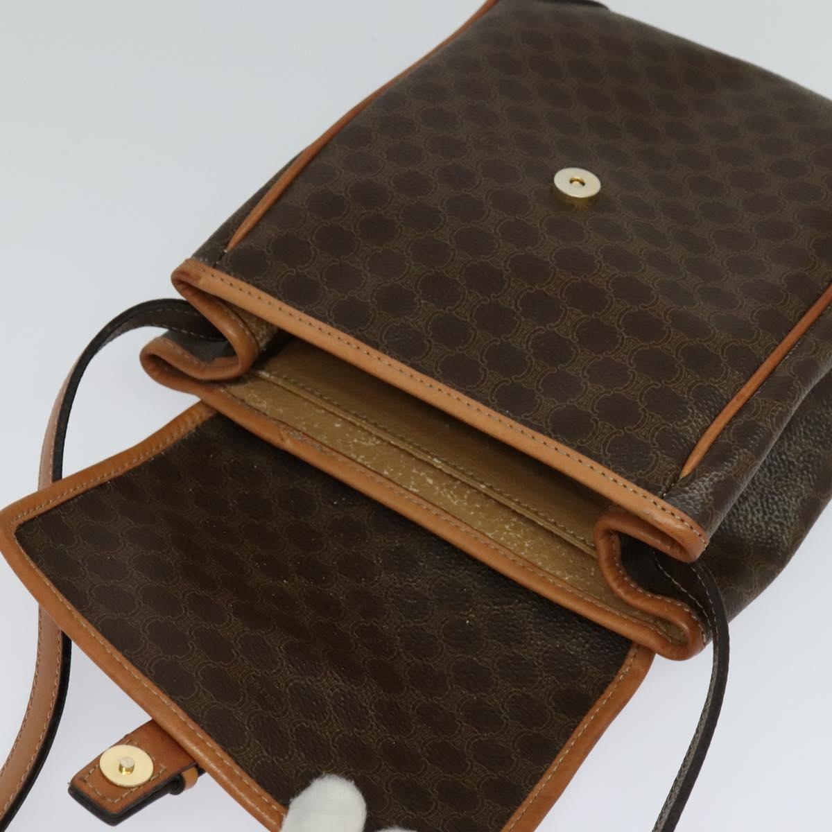 CELINE Macadam Canvas Shoulder Bag Pvc Brown Gold - 15