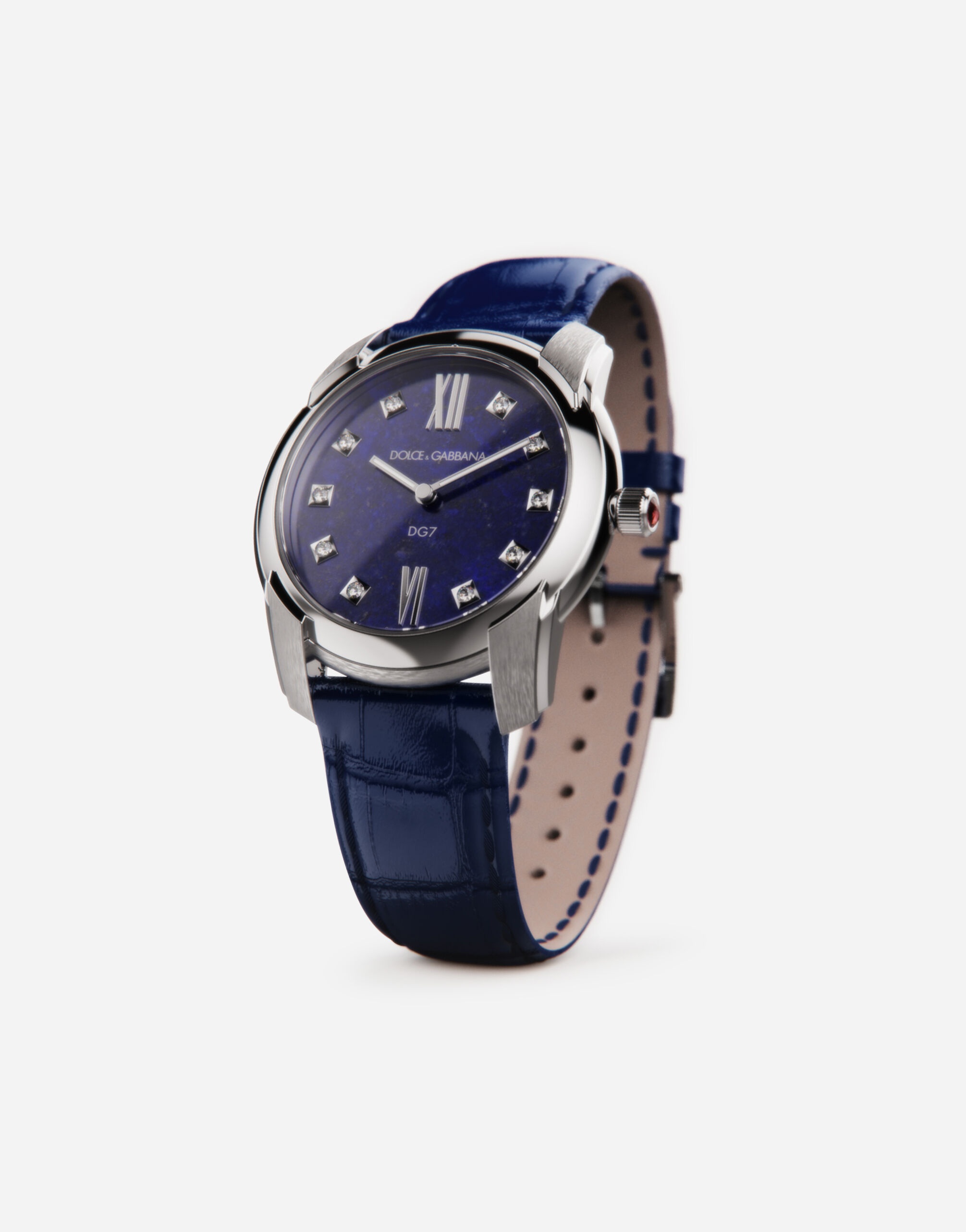 DG7 watch in steel with lapis lazuli and diamonds - 3