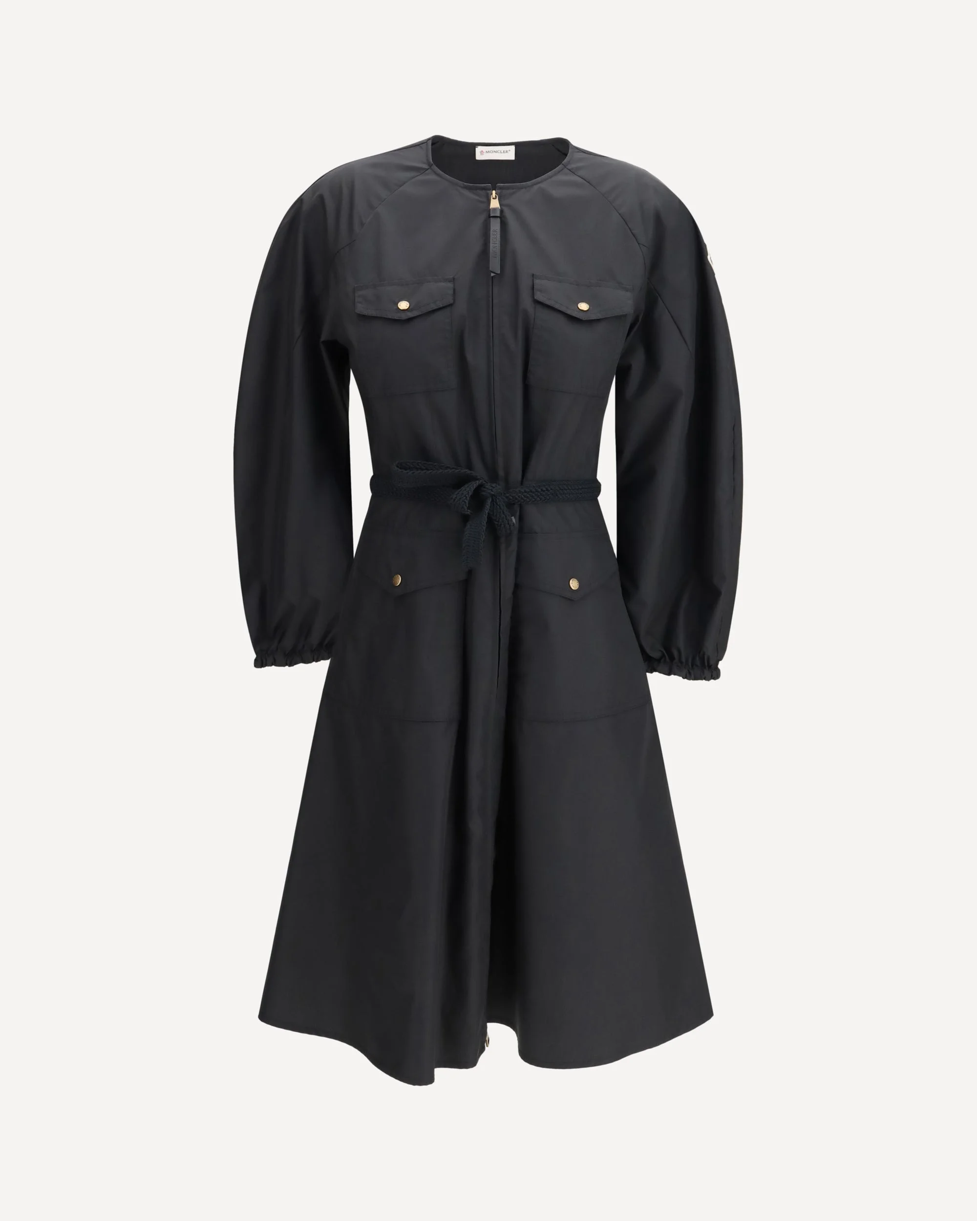 Technical Poplin Dress with crew neck - 1