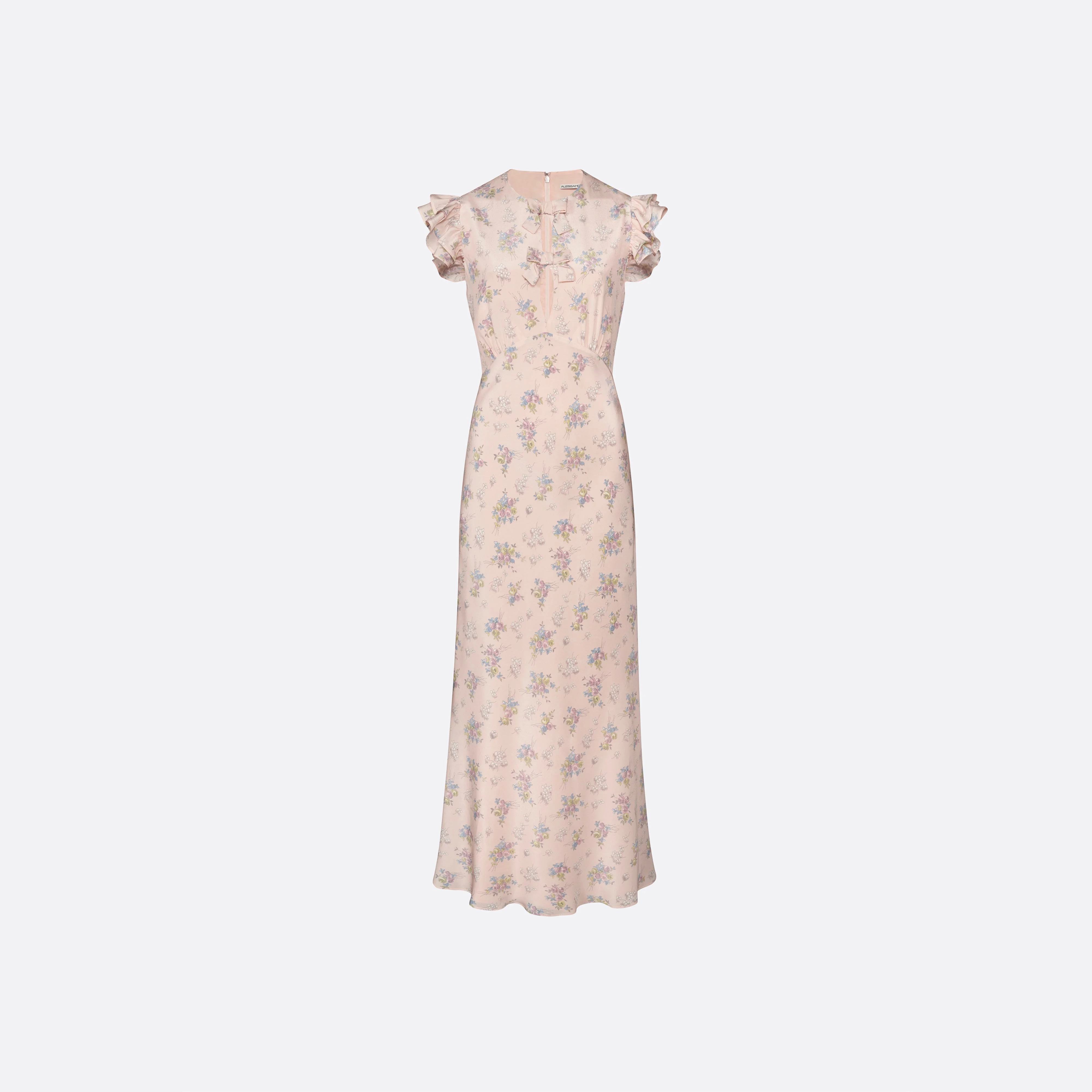 MIDI DRESS WITH RUFFLED SLEEVES - 1