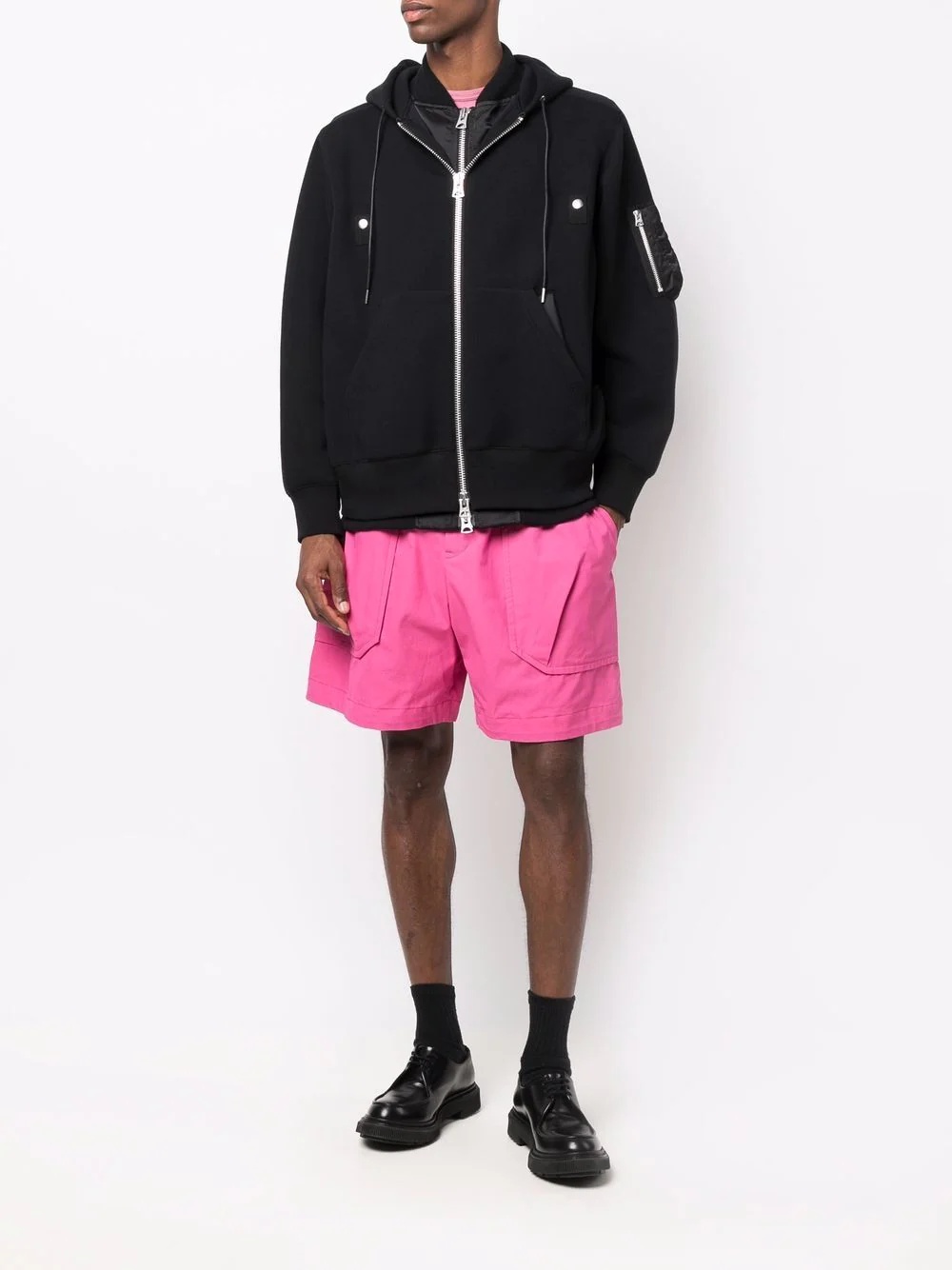 layered drawstring-hooded jacket - 2