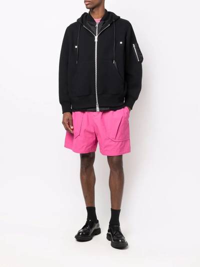 sacai layered drawstring-hooded jacket outlook