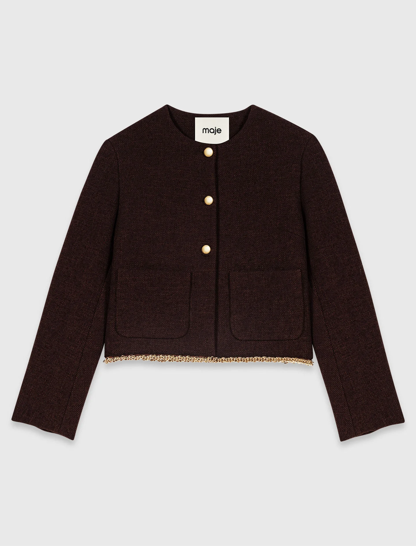 Tweed jacket with chain trim - 1