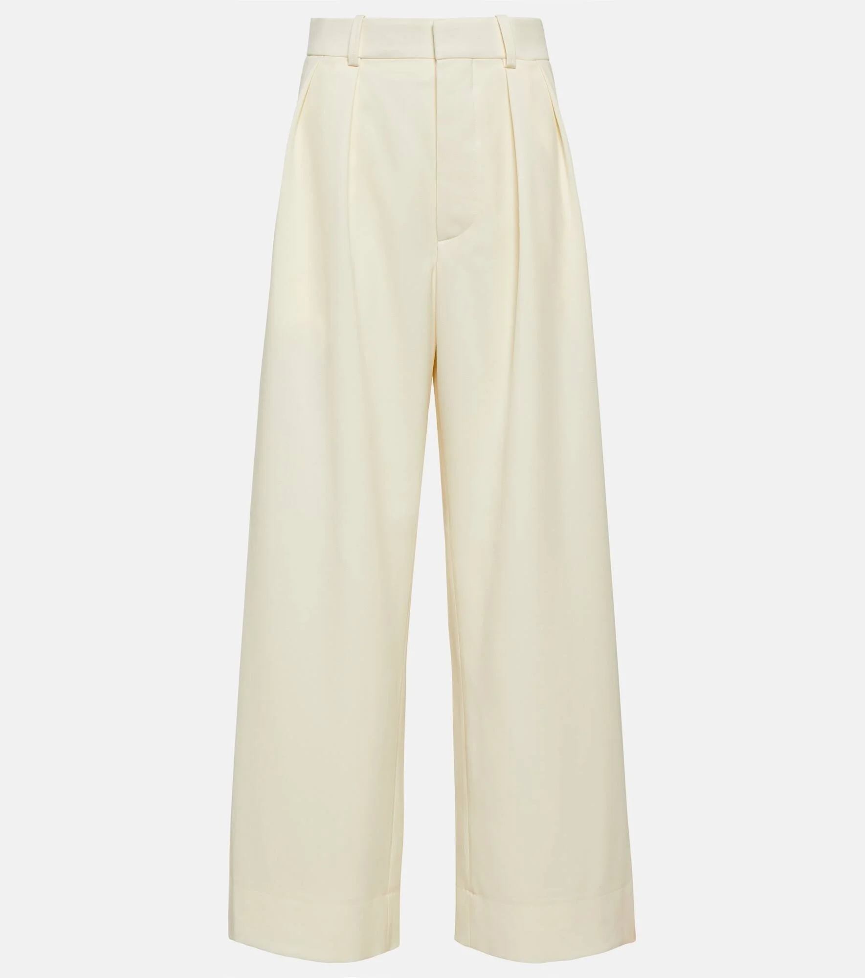 Low-rise wide-leg wool pants - 1