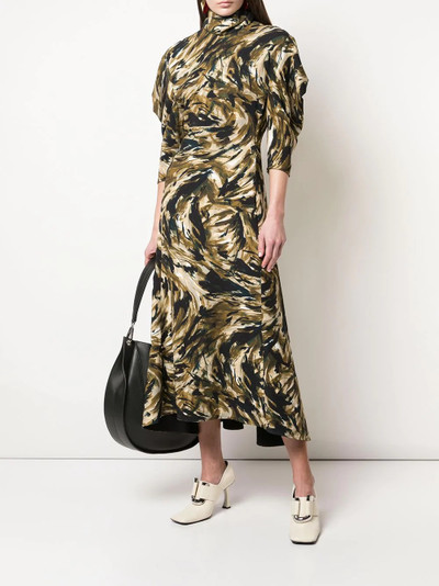 Proenza Schouler feather print draped sleeve dress outlook