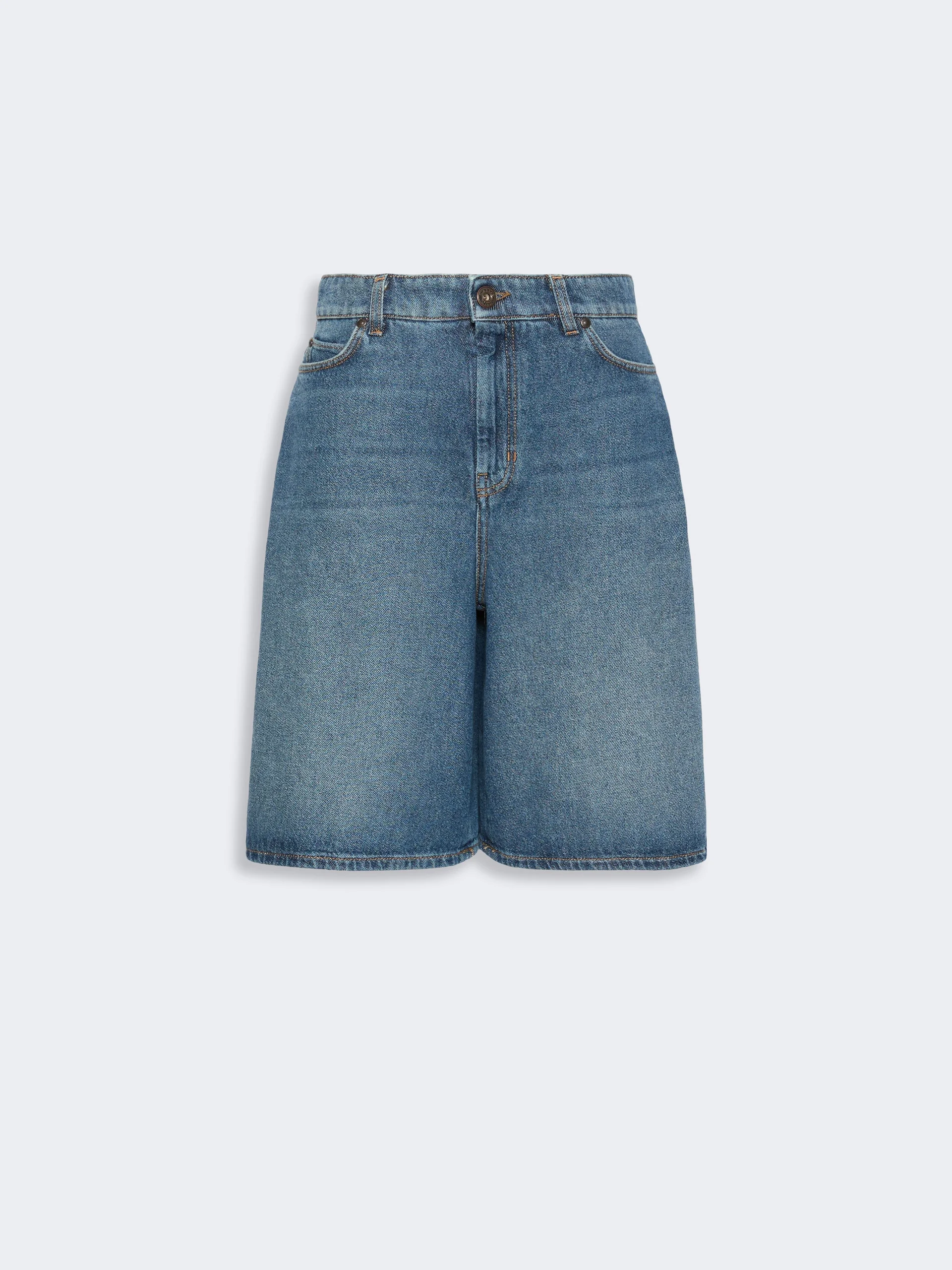 DONNOLA Cotton denim Bermuda shorts - NAVY - 1