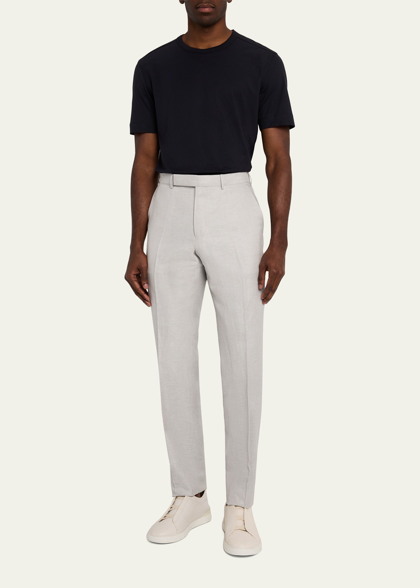 Men's Wool Linen Flat-Front Trousers - 2