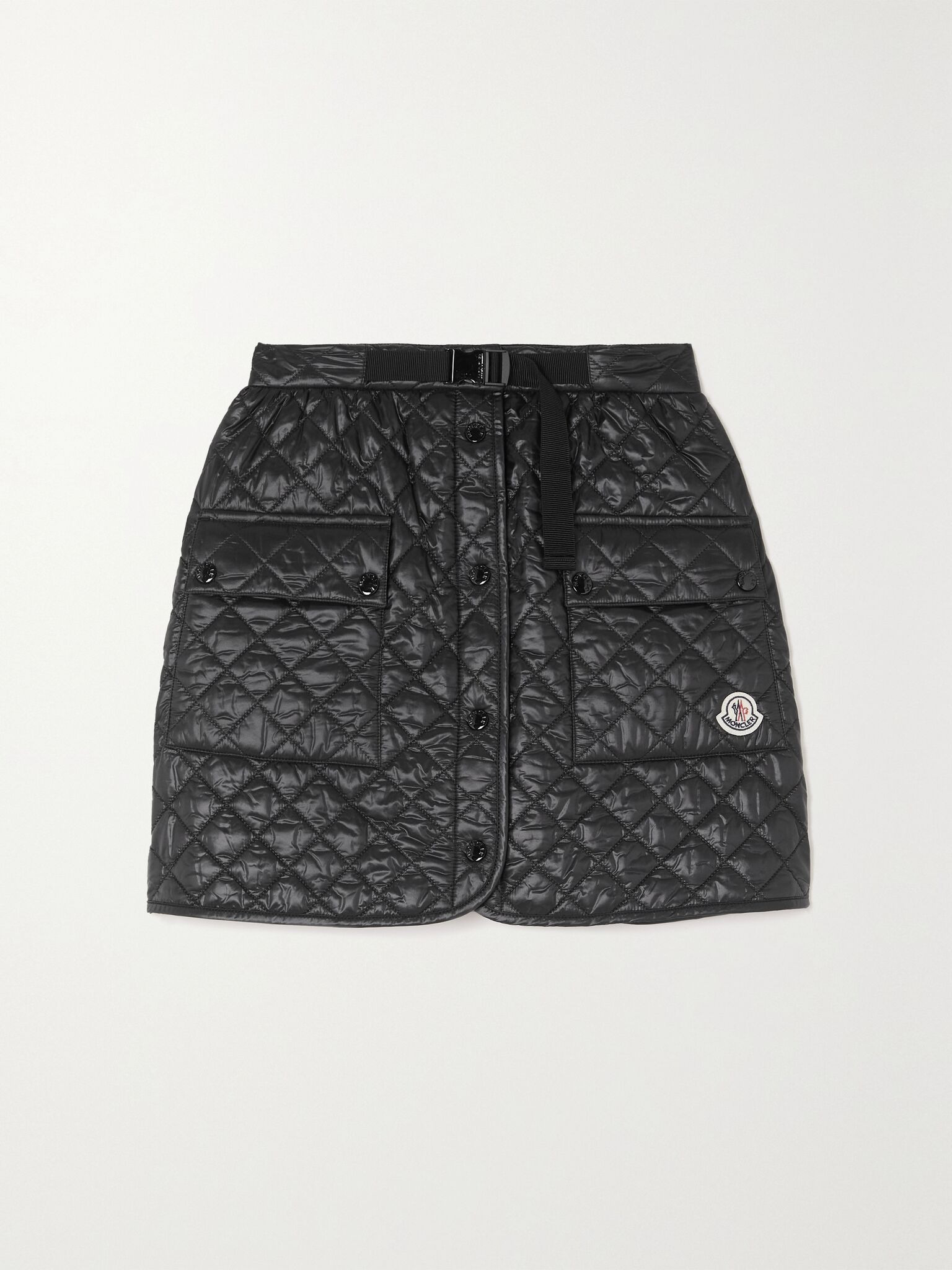 Quilted padded webbing-trimmed shell mini skirt Black - 1