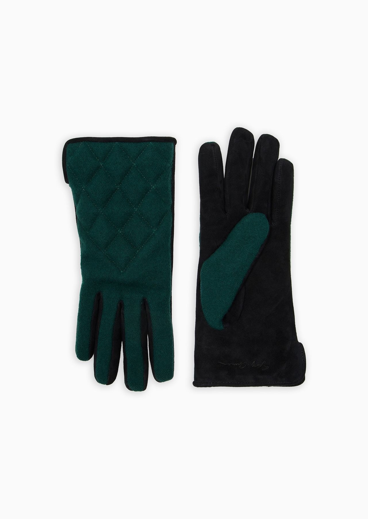 Suede and wool gloves - 1
