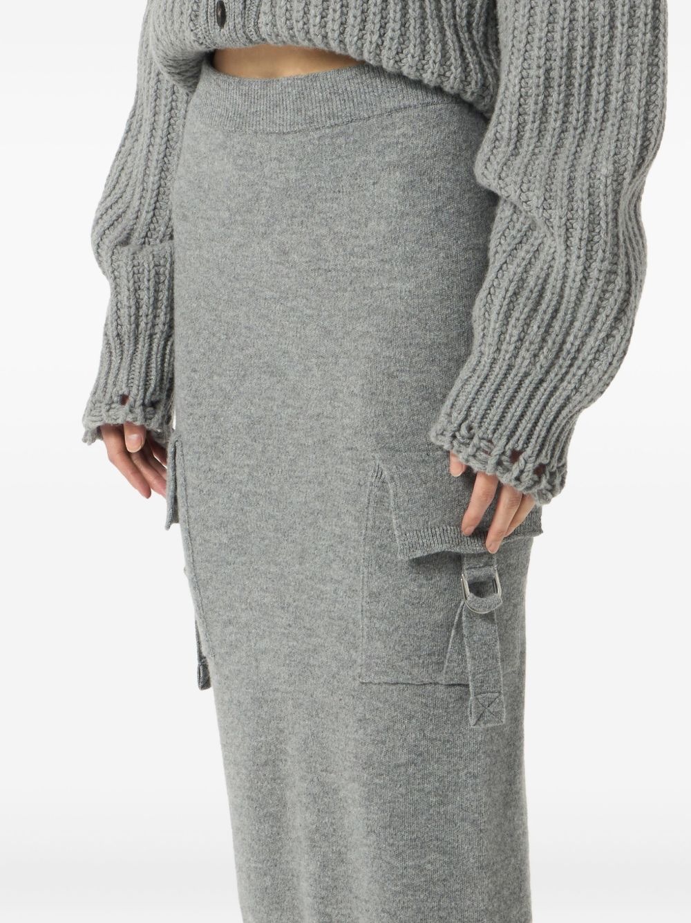 cargo-pockets wool midi skirt - 5