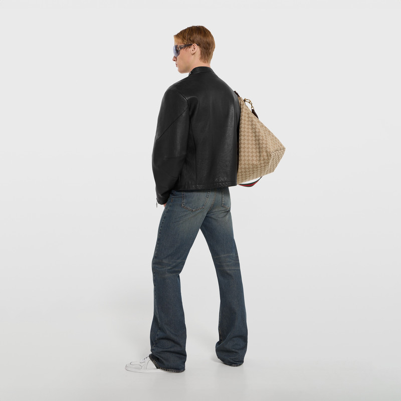 Cotton denim pants with Horsebit detail 4