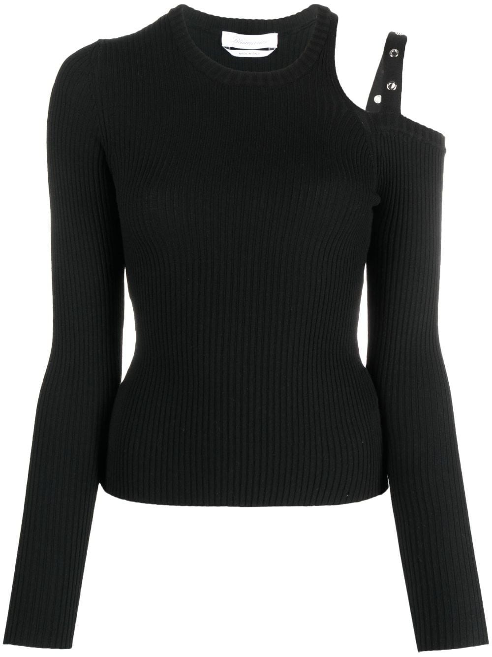 eyelet-embellished ribbed sweatshirt - 1