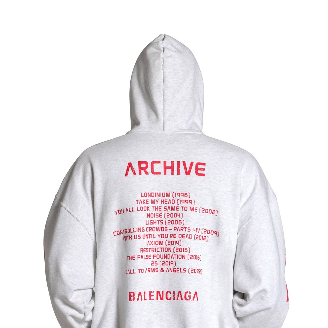 Balenciaga Music | Archive Series Connected Zip-up Hoodie Medium Fit in Light Grey/red - 5