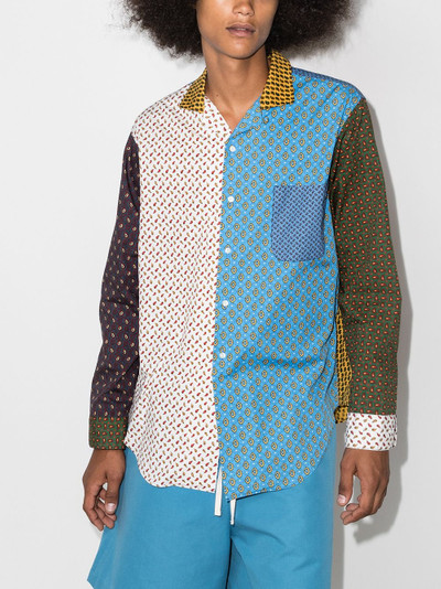 BEAMS PLUS paisley print colour-block shirt outlook